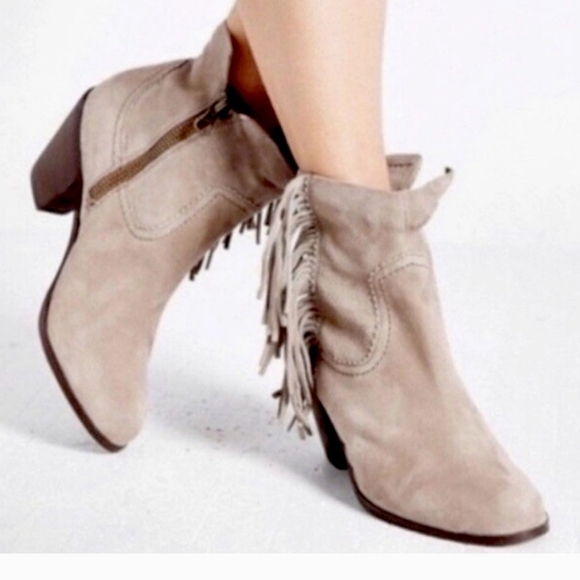 Sam Edelman Louie Tanish Gray Fringe Ankle Bootie 9 Western Cowgirl - Picture 5 of 13